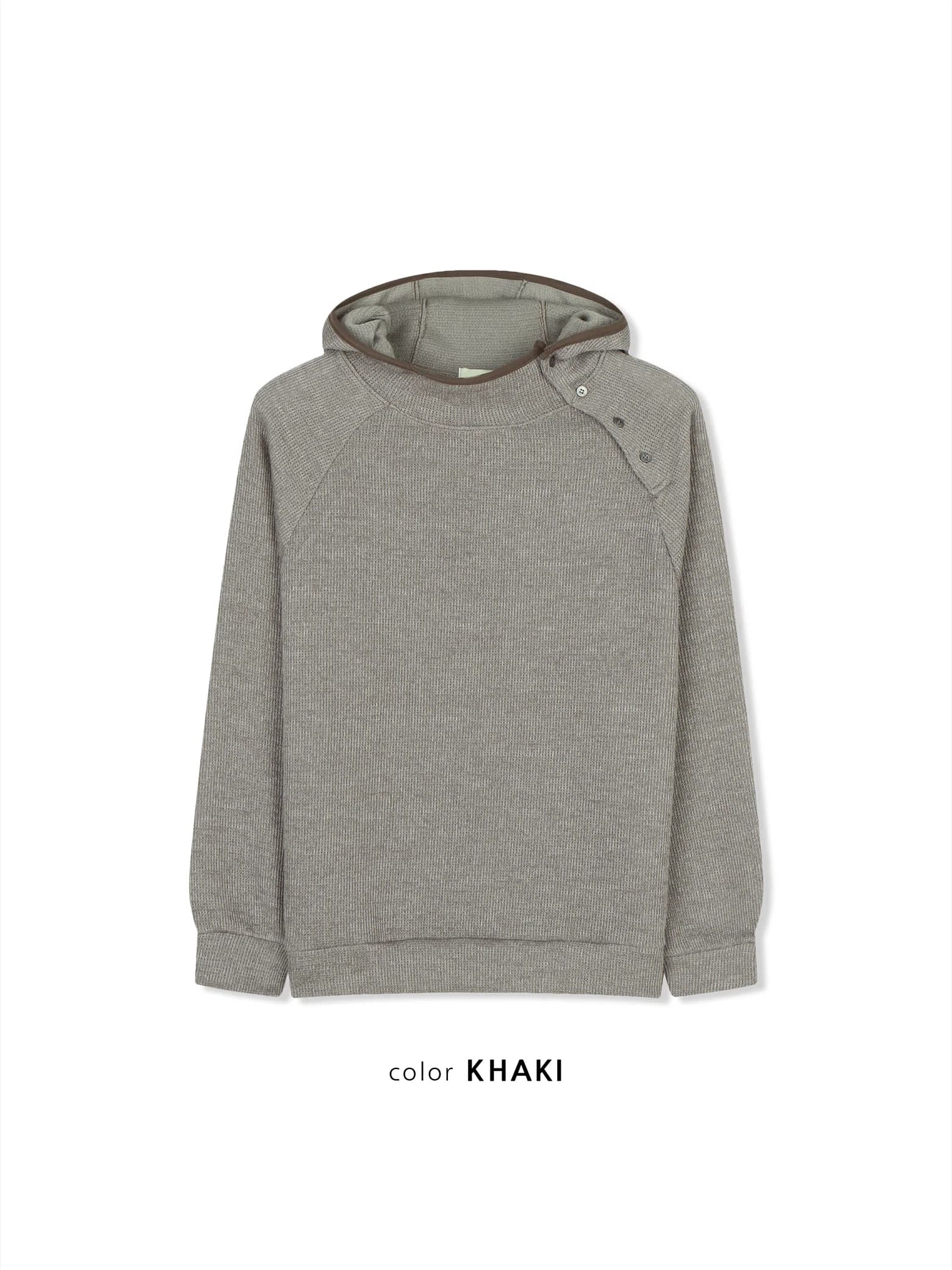 히오비 Square Waffle Diagonal Button Hoodie