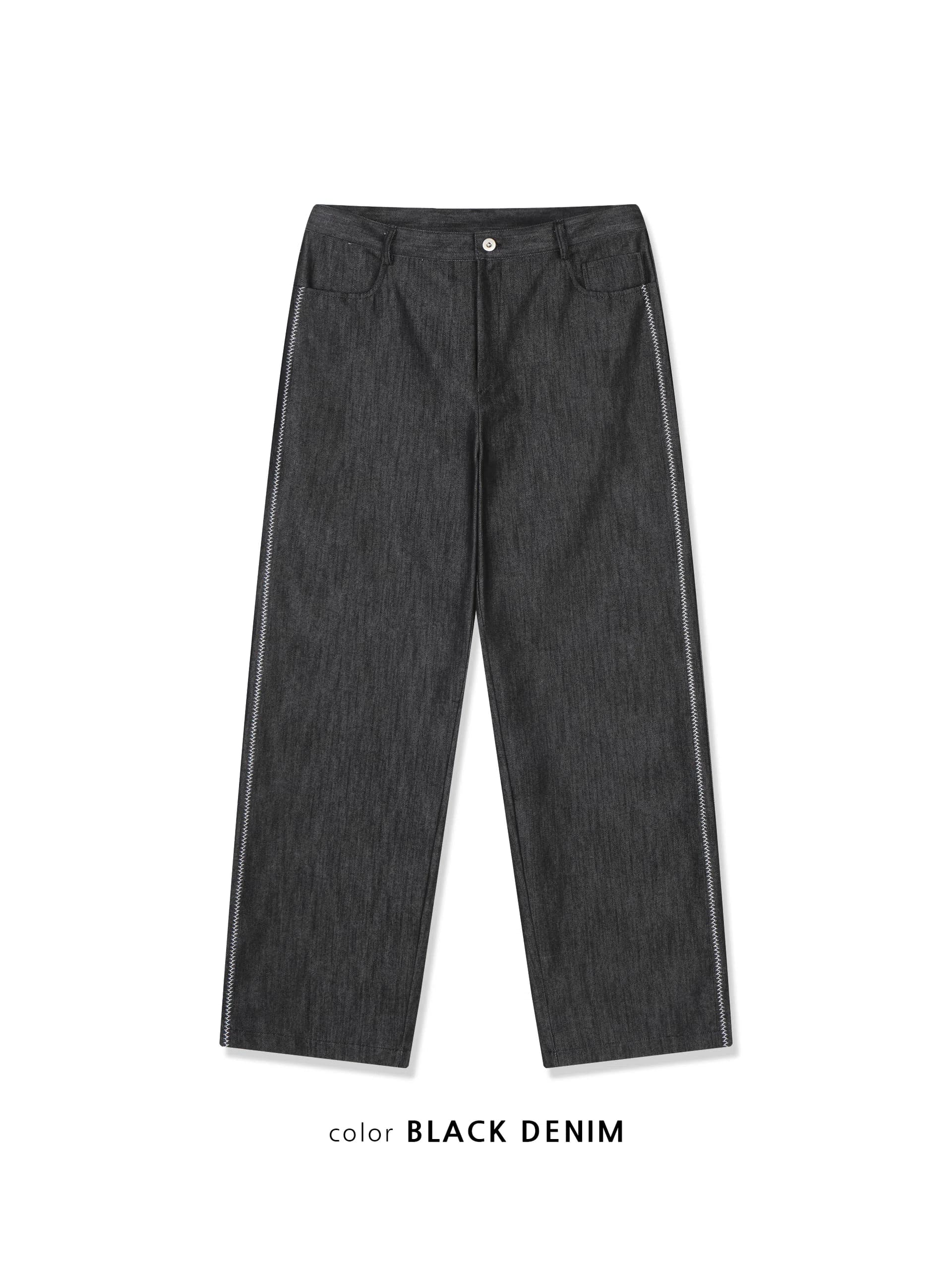 히오비 Zig Stitch Line Denim Pants